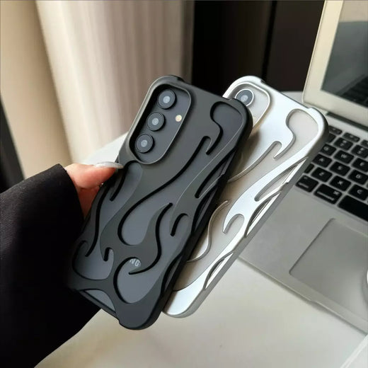 Novo padrão de chama 3d caso para samsung galaxy s25 s24 s22 s23 ultra plus a16 a06 a55 moda oco fino à prova de choque capa macia