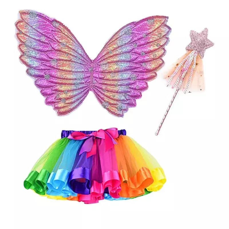 Saia tutu meninas asa verão menina princesa mini pettiskirt festa dança arco-íris tule saias coloridas halloween cosplay roupas
