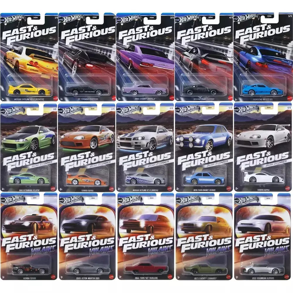 Hot Wheels Carros Velozes e Furiosos HNR88-E F G H J TOYOTA SUPRA NISSAN SKYLINE GTR (BNR34) Diecast Modelo de Veículo Carros Brinquedos Meninos Presente