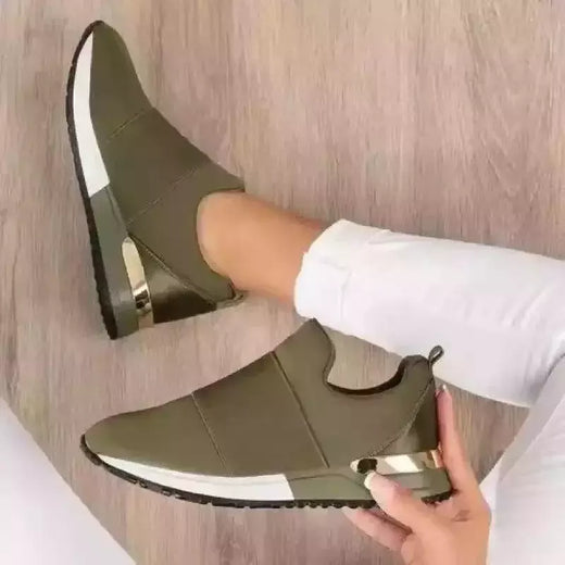 Sapatos femininos de envergadura vulcanizada, tênis de cor sólida para senhoras, calçados casuais de malha esportiva feminina, 2024