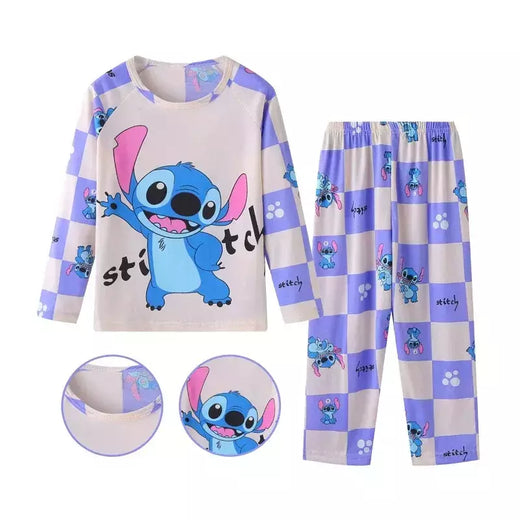 Conjunto de pijamas de manga comprida infantil, Winnie the Pooh Desenhos animados, Mickey e Minnie, menino e menina