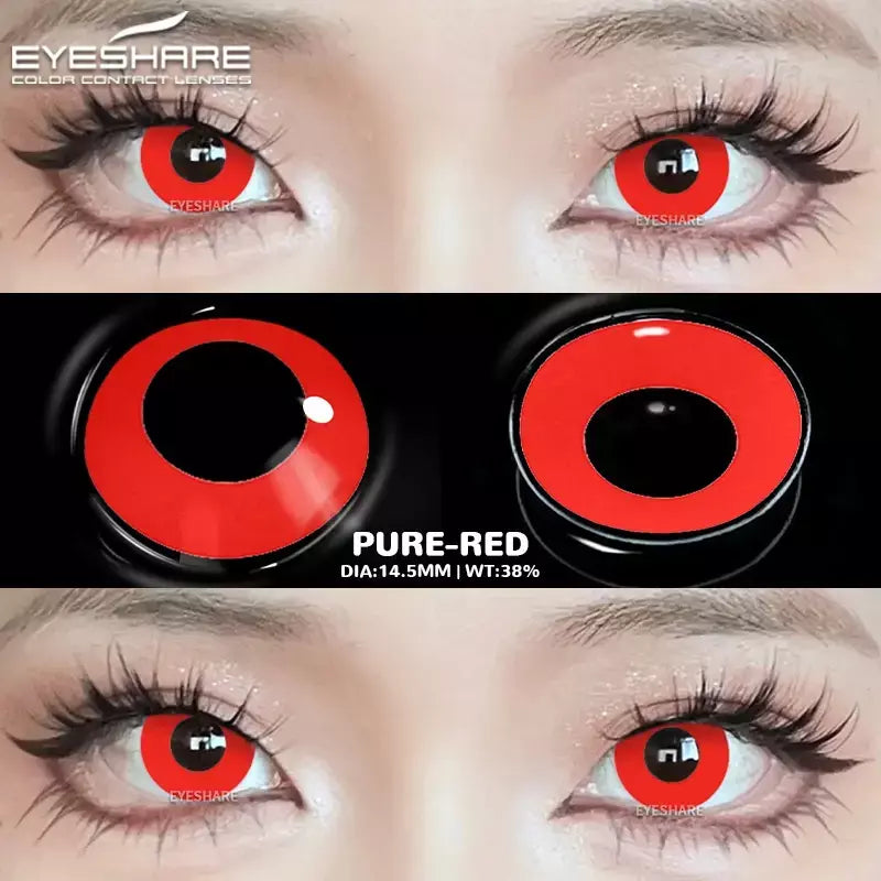 Eyeshare lentes de contato coloridas para olhos, 1 par de lentes coloridas de anime cosplay, lentes loucas de halloween, lentes de contato, maquiagem de beleza