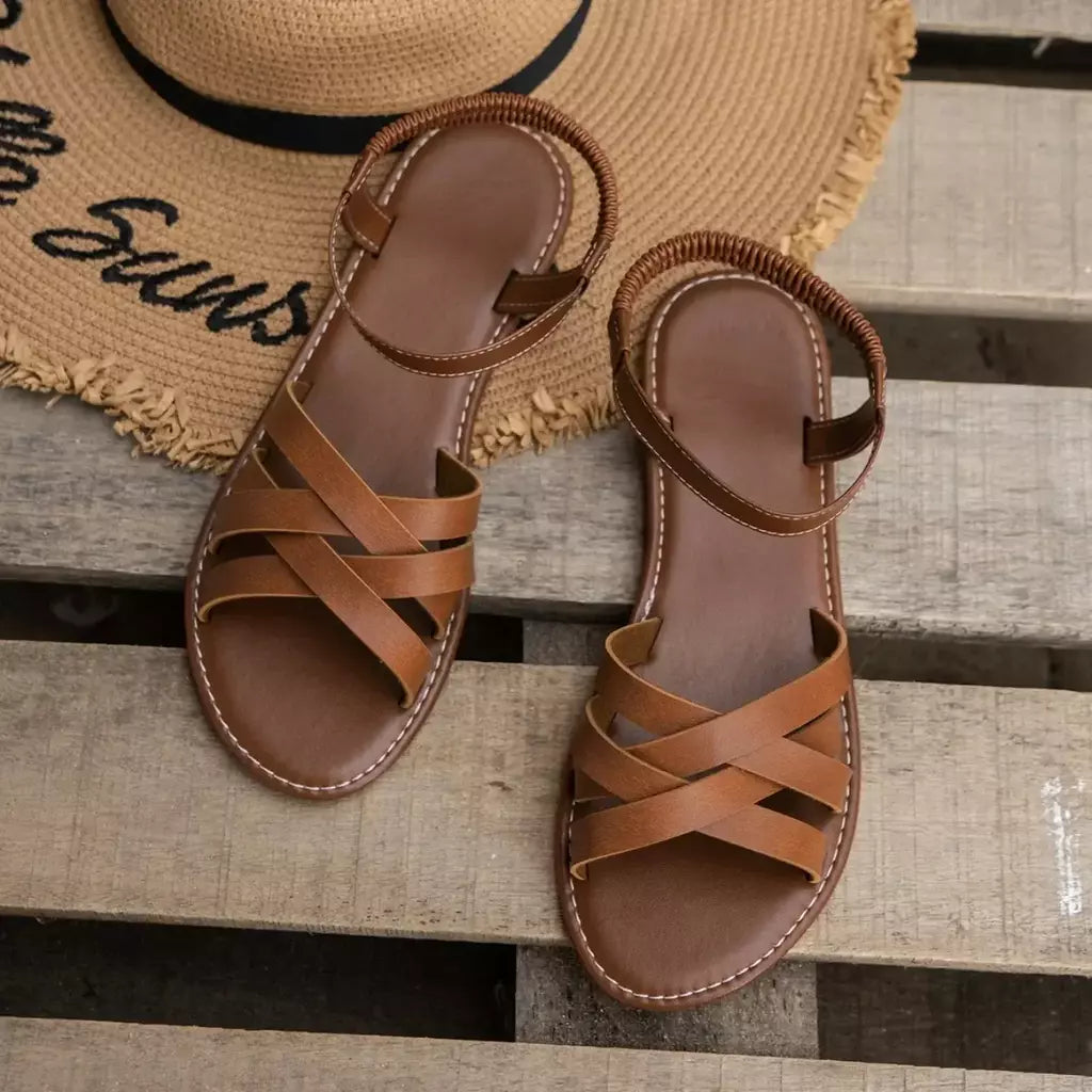 Sapatos para mulher 2025 verão novas sandálias planas femininas inferior sandálias de cinta romana com solas de borracha antiderrapante senhoras diariamente sandalia