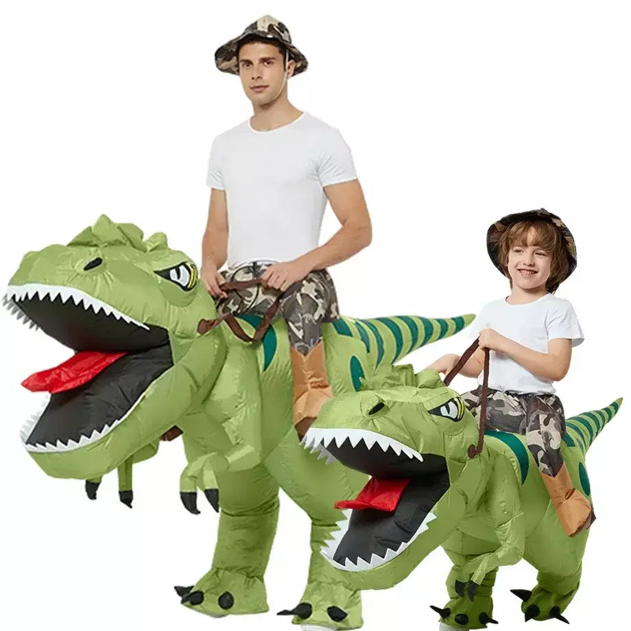 Traje de dinossauro inflável para adultos e crianças, Velociraptor, Festa de Carnaval de Halloween, Desenhos Animados Divertidos, Role Playing