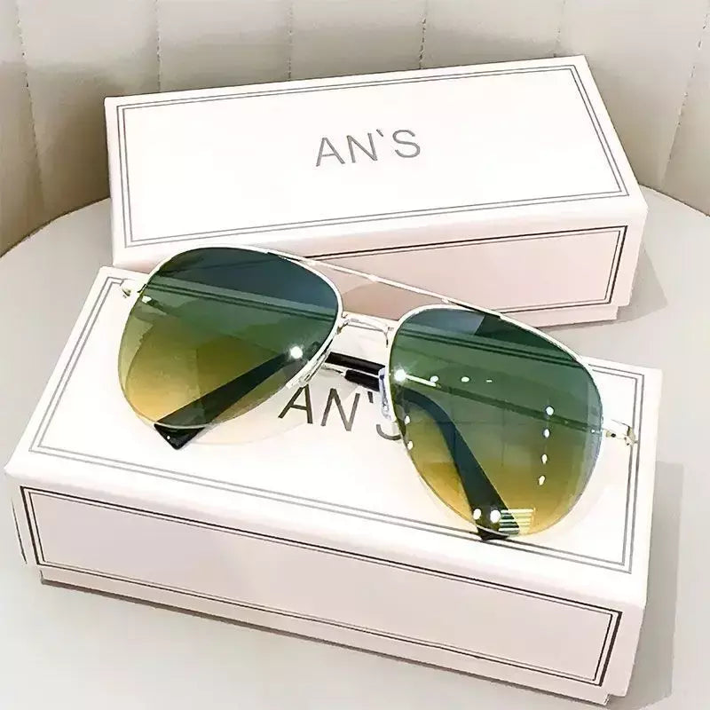 Óculos de sol gradiente anti-reflexo para homens, armação grande, óculos de sol piloto, uv400, moda