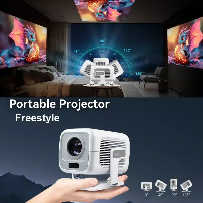 HUAWEISHI 4K Projetor Android Nativo Portátil 1080P Foco Automático 600ANSI Vídeo cinema em casa Projetor led hd externo