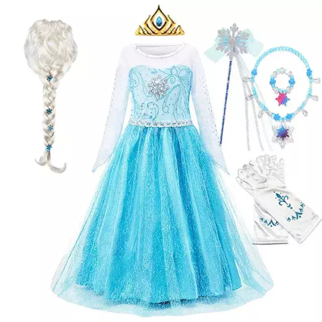 Elsa anna vestidos de princesa meninas malha lantejoulas vestido crianças cosplay neve rainha trajes halloween carnaval festa aniversário vestidos