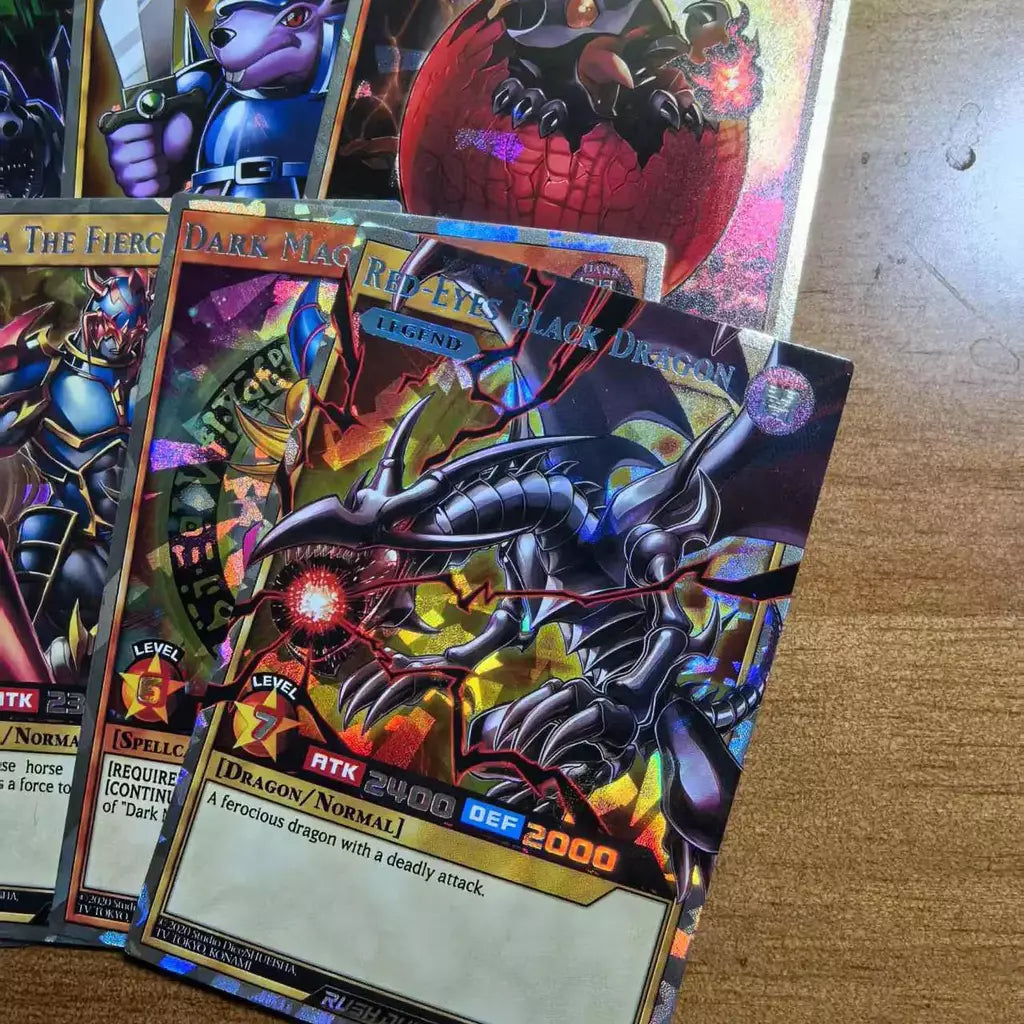 Rush duelo diy 72 peças novos cartões yu gi oh clássico duelo monstro coleção olhos vermelhos e azuis yugioh cartões holográficos brilhantes em inglês