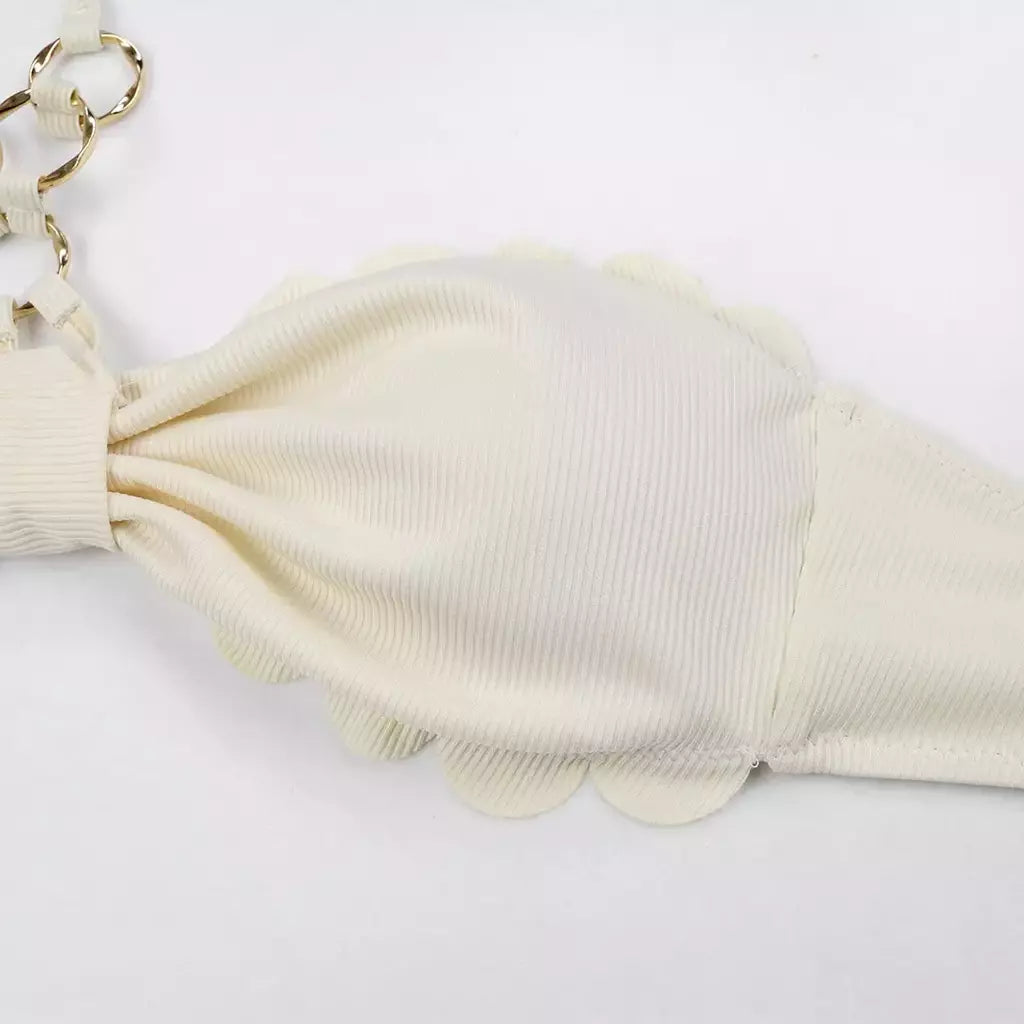 Conjunto sexy de biquíni feminino, sutiã de renda, mini saia, férias de praia, fato de banho feminino casual, 2 peças, verão