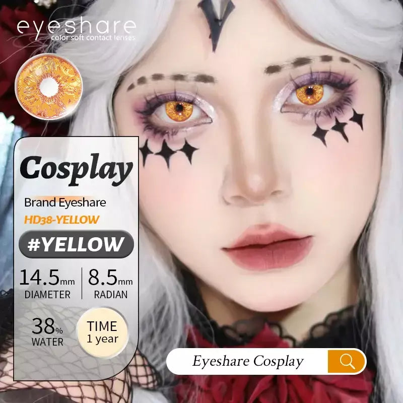 Eyeshare 1 par cosplay lentes de contato coloridas brancas lentes de contato vermelhas anime lentes de olho preto halloween beleza maquiagem lentes