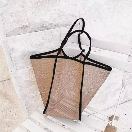 Bolsa de malha de grande capacidade feminina, pacote viagem praia, bolsa de ombro única, bolsa feminina, design Hollow Out, moda