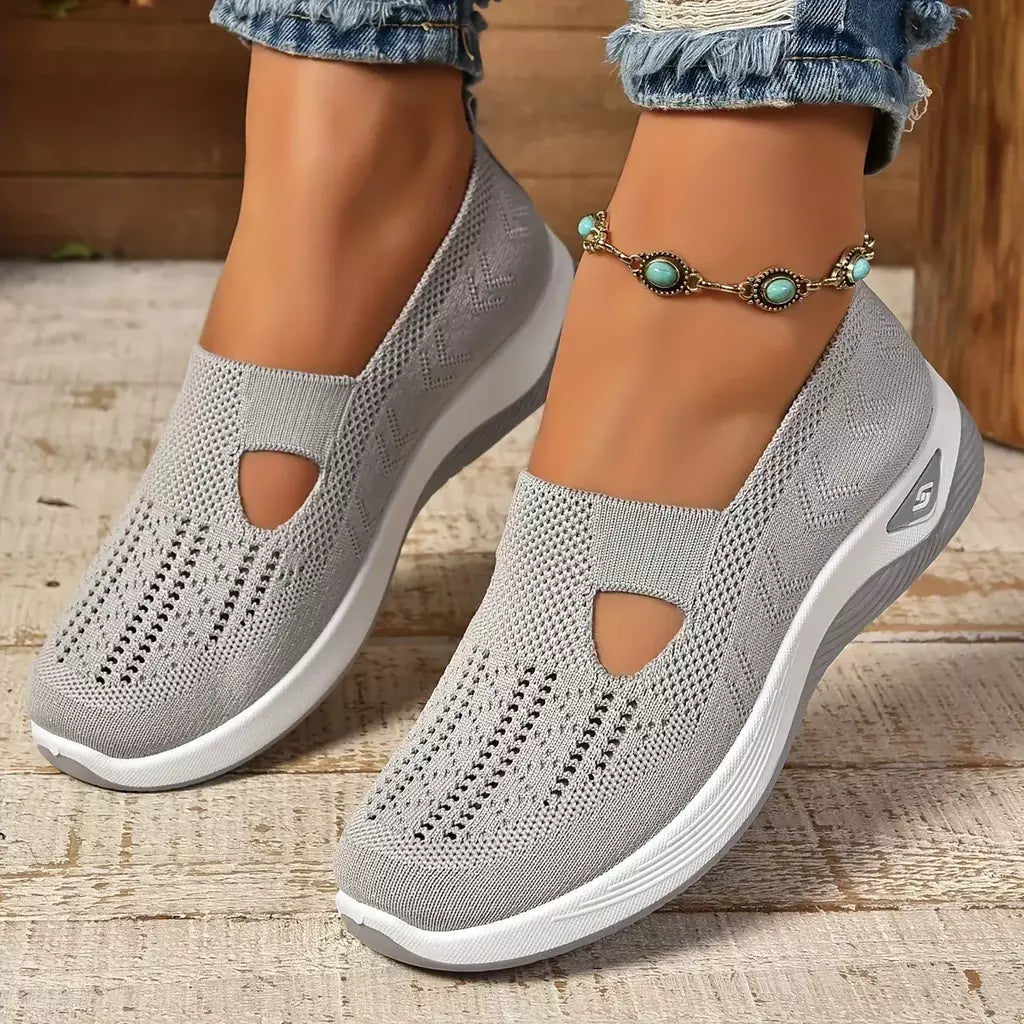 Tênis feminino respirável sapatos casuais verão sola macia sapatos ortopédicos leve deslizamento em sapato de caminhada antiderrapante sapatos planos