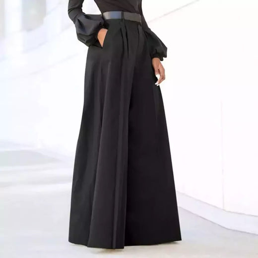 Elegante calça palazzo para mulheres, calças cortadas estampadas, linho de algodão, confortável calça folgada com bolsos, moda verão, 2024