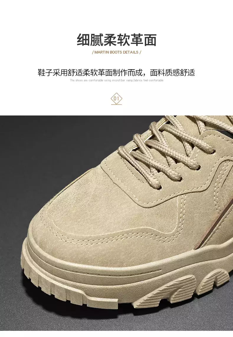Sapatos de sola grossa masculina, botas de deserto, táticas calorosas, strappy nu, moda ao ar livre, novo, inverno, 2023