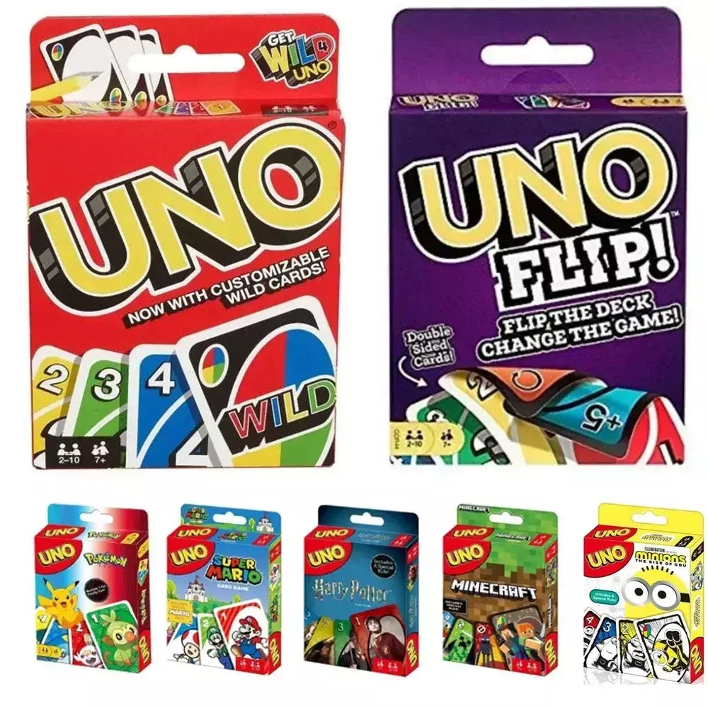 *2025! Mattel UNO FLIP! Jogos família engraçado entretenimento jogo de tabuleiro diversão jogando cartas crianças brinquedos caixa de presente uno jogo de cartas crianças brinquedos