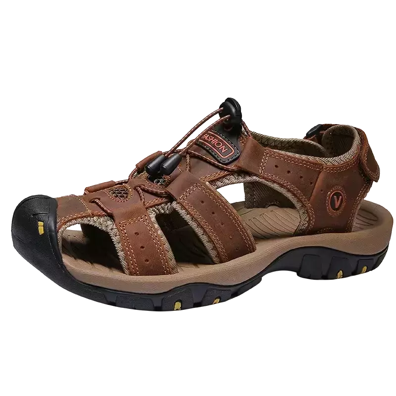 Sapatos masculinos casuais de couro genuíno, sandálias masculinas ao ar livre, sapatos romanos de praia, plus size 38-48, verão