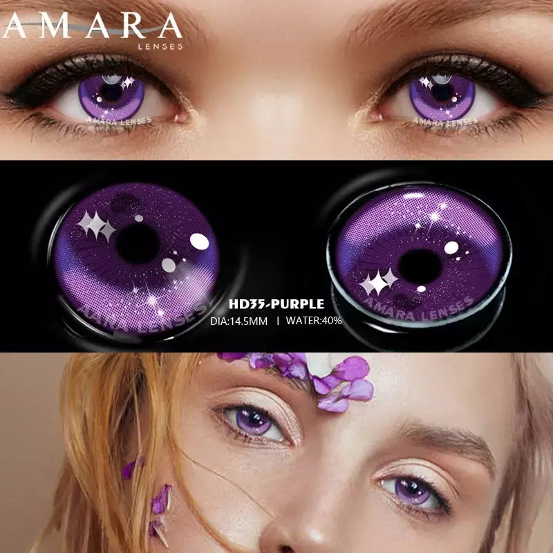 AMARA-Lentes de Contato Coloridas Anime Cosplay, Hoshino Ai Pupil, Anime Colorido, Halloween, 2 Unidades, 1 Par