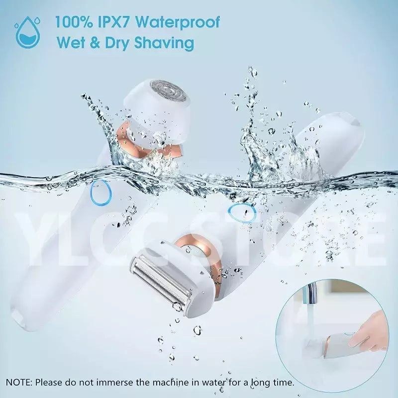Lâminas elétricas para mulheres, biquíni aparador, rosto barbeadores, depilação, axilas e pernas, senhoras Body Trimmer, IPX7 impermeável, 2 em 1