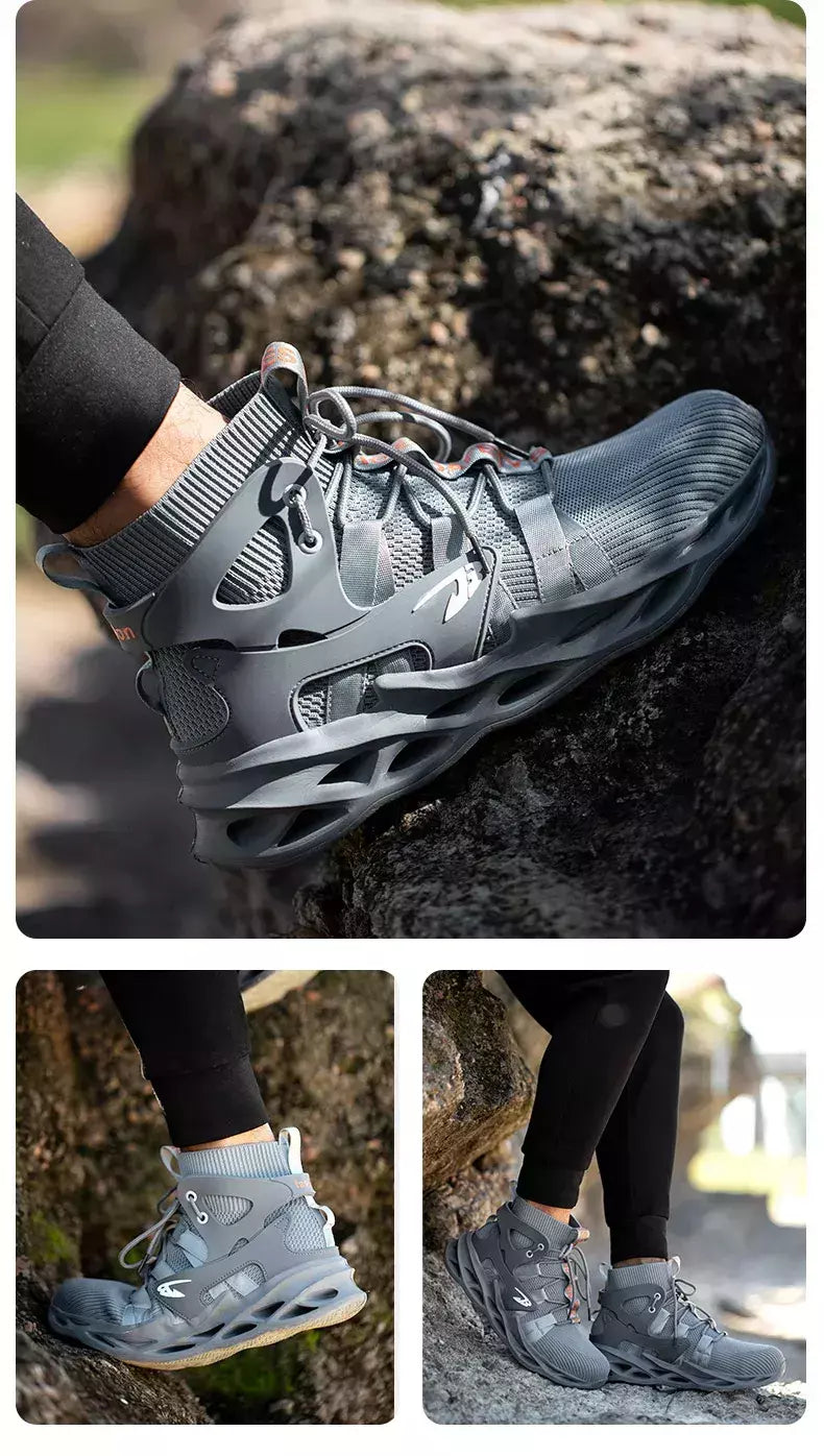 Tênis masculinos leves à prova de punção, sapatos de aço, botas indestrutíveis