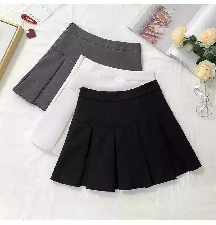 Mini vestido de cintura alta feminino, Cinza, Emagrecimento, Versátil, Anti-Exposição, Saia Linha A, Design, Sentido, Primavera, Outono, Novo, 2022