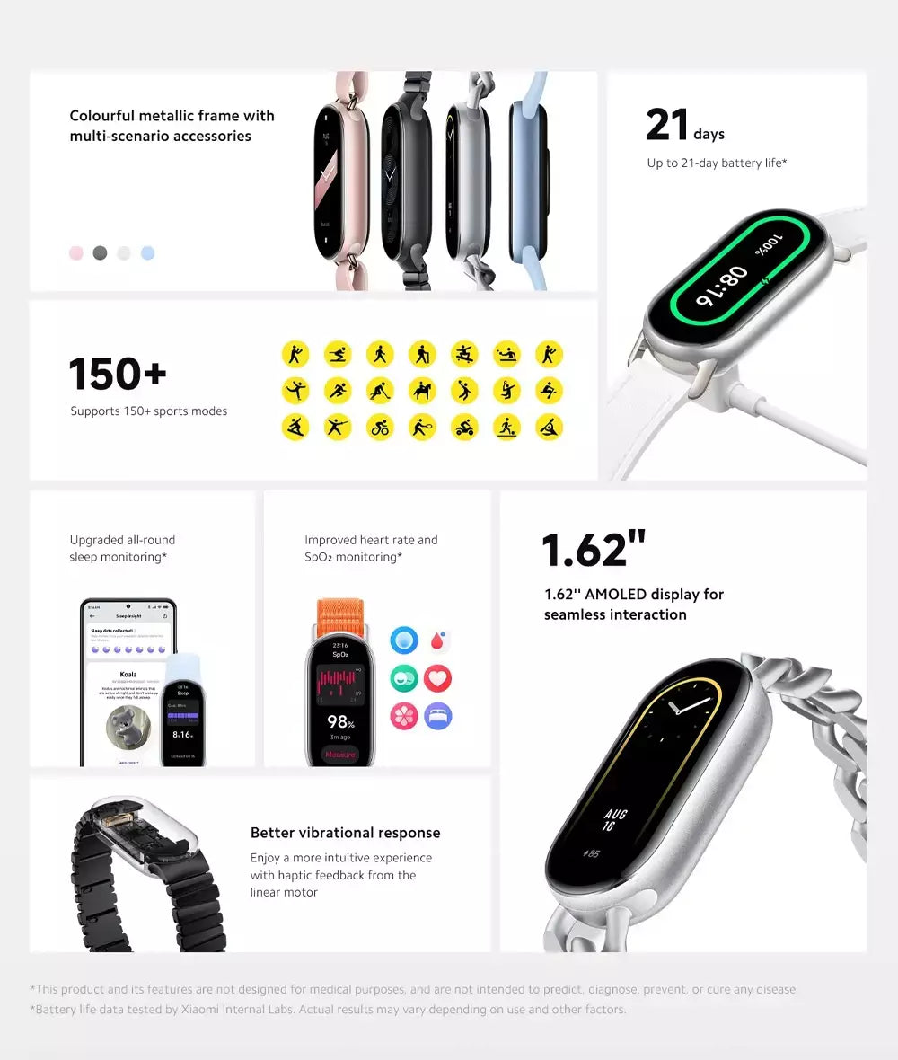 Versão global xiaomi banda inteligente 9 1.62 display amoled spo2 monitoramento 21 dias de vida útil da bateria mais de 150 modos esportivos smartband