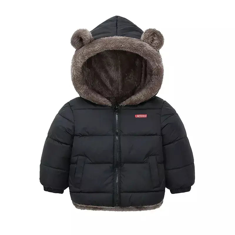 Bebê meninos meninas jaqueta com capuz algodão outerwear crianças grosso casaco de lã cashmere acolchoado jaquetas inverno meninos meninas casacos quentes