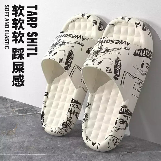 Casual antiderrapante aberto Toe chinelos masculinos, Sólidos Home Slides, Moda Padrão de Impressão, Interior, Caminhada, Banheiro, Sapatos de Banho, Verão, Novo