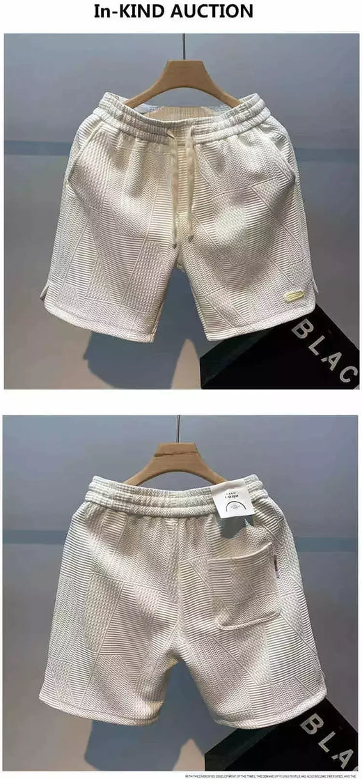 Shorts masculinos de corrida casuais, calças curtas esportivas para jogging, padrão ondulado, cordão monocromático, shorts esportivos de ginástica soltos secos, verão