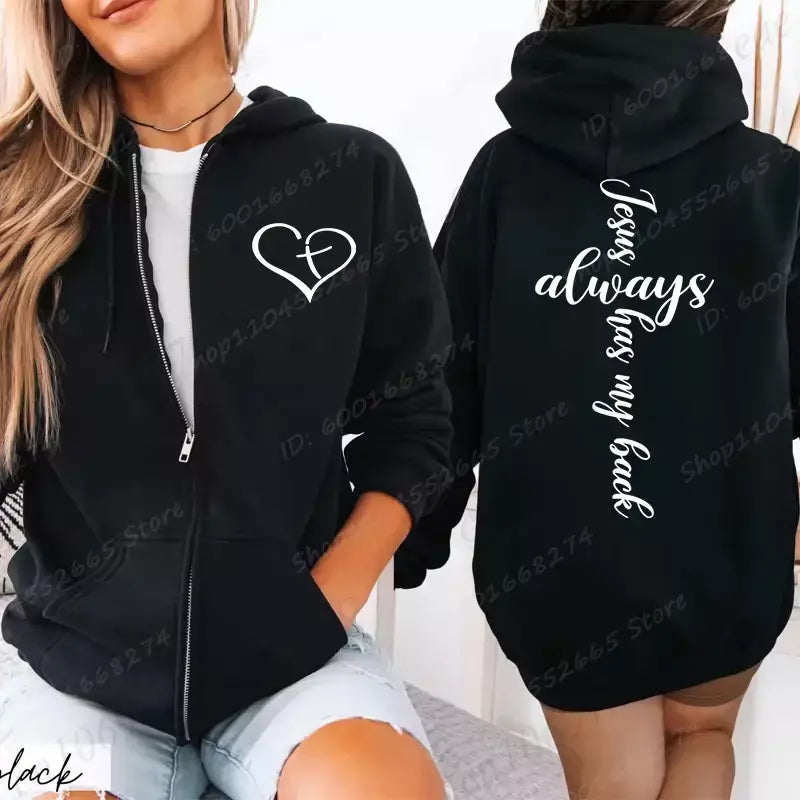 Mulheres zíper hoodies eu sou um deus criança carta impressão hoodies engraçado cristão moletom com capuz pulôver orar o senhor moletom casacos
