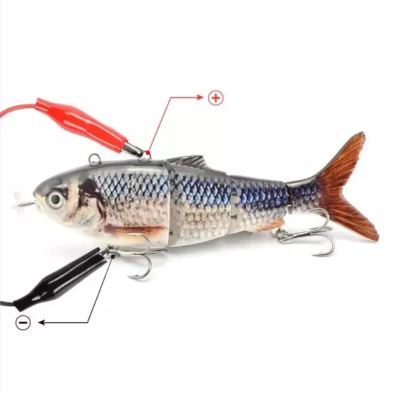 Isca de pesca robótica elétrica automática, isca multiarticulada automática de 4 segmentos, recarregável por usb, acessórios de pesca wobbler