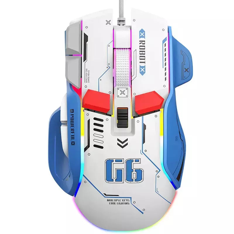 Mouse para jogos G6 com fio 128000 DPI ChipA826 RGB Design ergonômico macro programável superior para jogos e trabalho