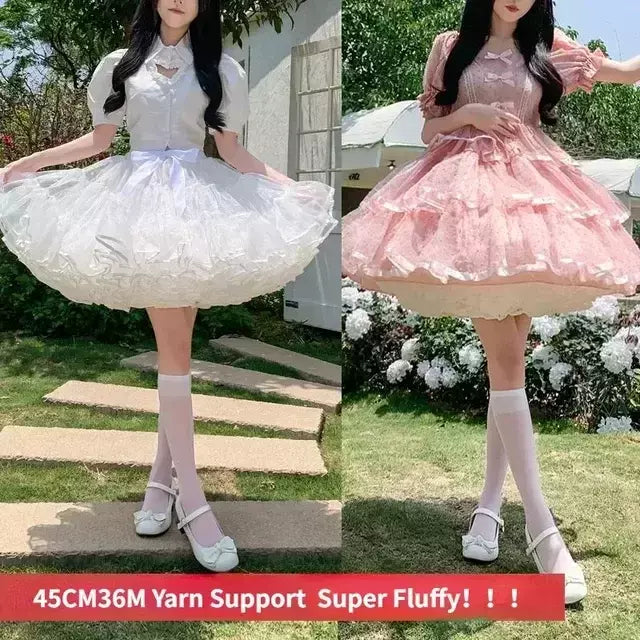 Anágua com babados multi-camadas para mulheres, saia bolha fofa, saia crinolina, sem aro, sem desossada Lolita Puffy Mini Skirt