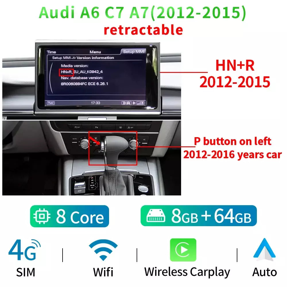8 núcleos android 13 sistema multimídia estéreo do carro para audi a6 c7 a7 2012-2018 wifi 4g 8 + 128gb ram carplay ips tela de toque gps navi