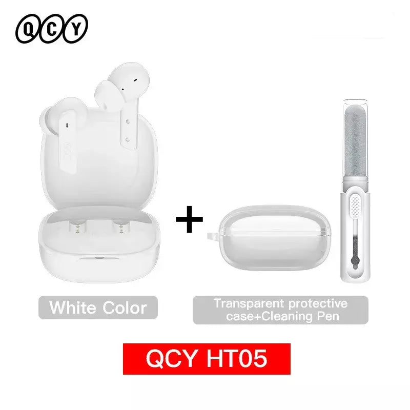 QCY HT05 ANC fone de ouvido sem fio 40dB cancelamento de ruído Bluetooth 5.2 fone de ouvido 6 microfone ENC HD chamada TWS fones de ouvido modo de transparência