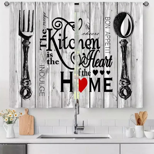 Minimalista Cozinha Janela Cortinas, Faca Fork Texto, Fácil Instalação, Quarto, Estudo, Café, Sala, Decoração de Casa, Moda, 2pcs