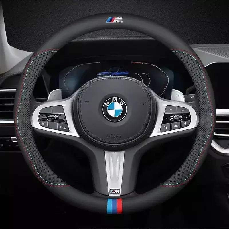 Para bmw m capa de volante do carro g20 f11 e87 f30 f10 x3 g01 x5 f40 f16 m3 x1 x7 1 3 5 7 série couro antiderrapante acessórios