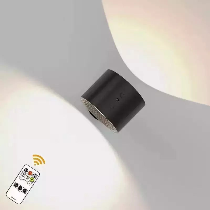 LED cabeça dupla lâmpada de parede com controle remoto, 360 ° Rotatable, USB Recarga, sem fio, portátil, Night Light para o quarto, lâmpada de leitura, Touch Control