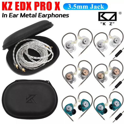Kz edx pro x fones de ouvido dinâmicos no monitor de alta fidelidade com fio fones estéreo jogos música tampões com cancelamento ruído fone/saco