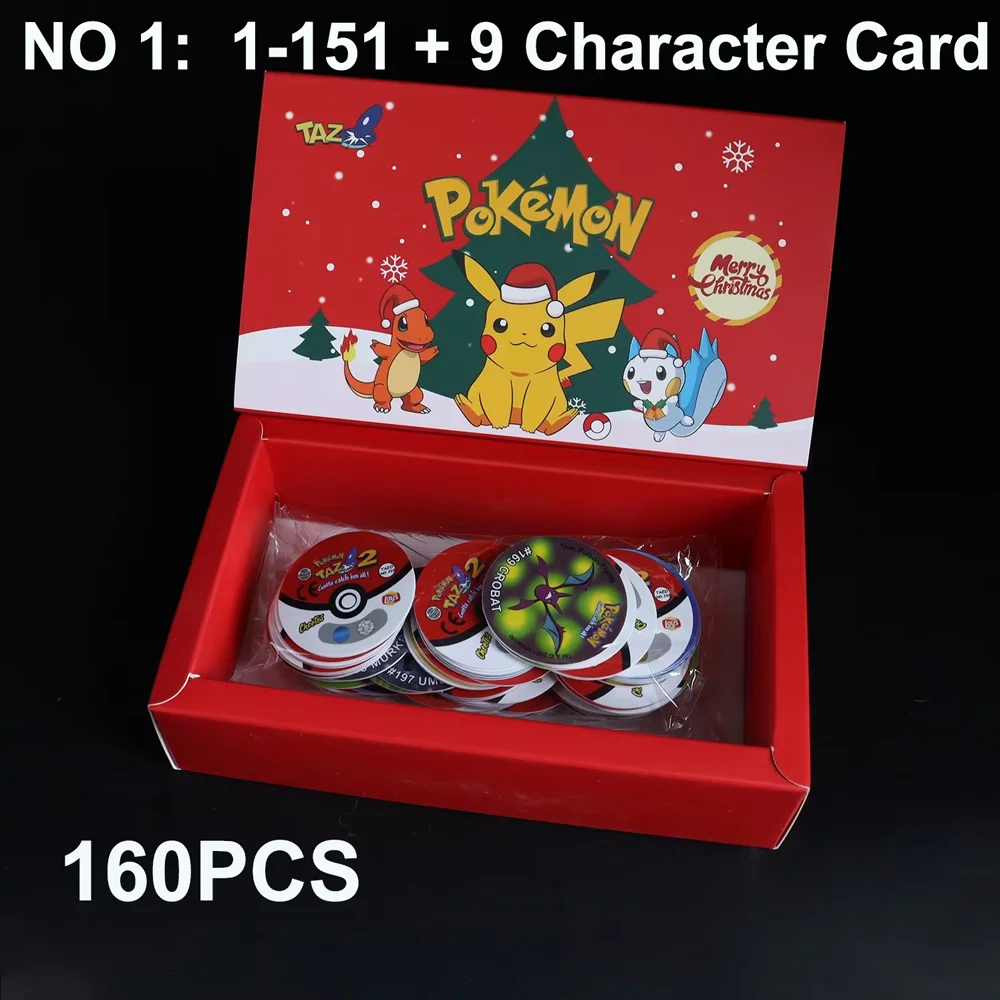 Pokemons Tazos 1/2/3 Geração 30/141/160PCS Pikachu Charizard Rodada Cartão Colecionável Álbum Treinador Pogs Cheetos Chipitaps Tap