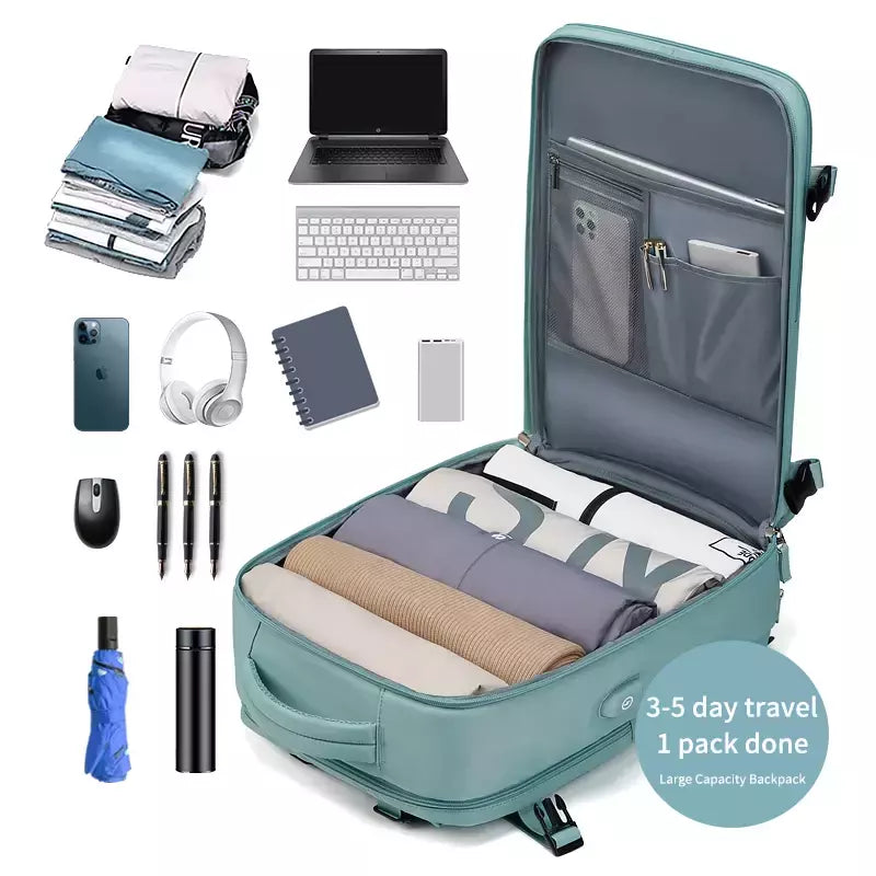 USB Carregamento Laptop Mochila para Mulheres, Mochila Escolar para Adolescente, Saco de Sapato Independente, Saco De Viagem Ao Ar Livre, 15.6";;VERDADEIRO;;"army green