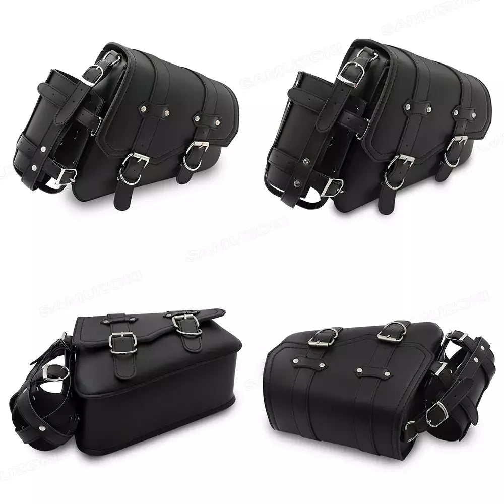 Bolsa de selim lateral de couro pu para motocicleta, adequada para harley sportster xl 883 1200 chopper cruiser cafe racer softail bobber