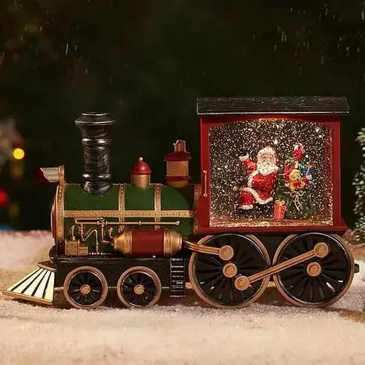 2025 presente de natal trem bola de cristal ornamento presente de natal decoração de véspera de natal caixa de trem de iluminação ornamentos de bola de cristal