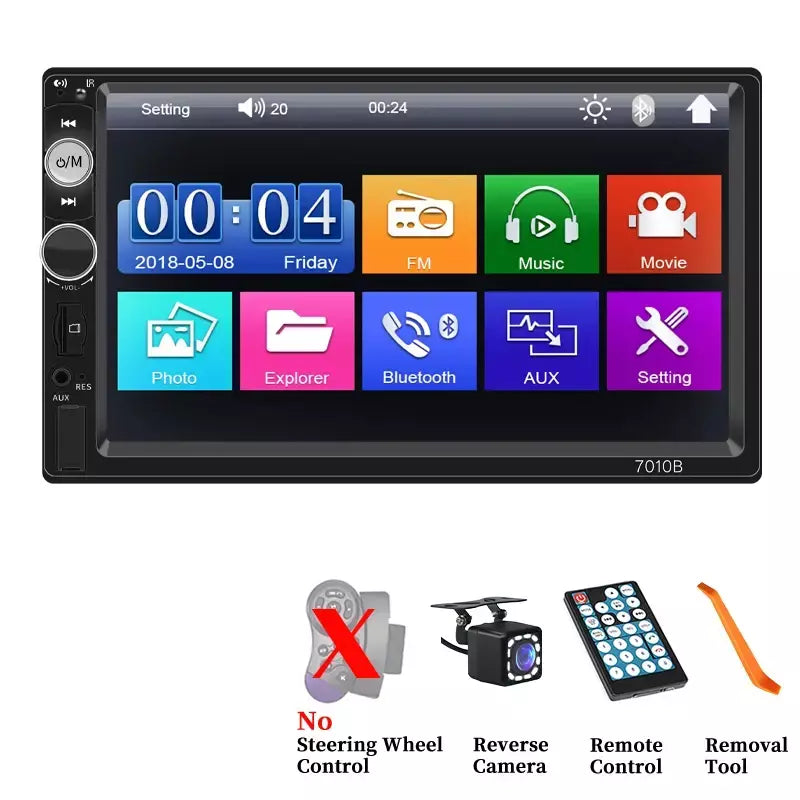 Hippcron 7 "2din rádio do carro estéreo mp5 reprodutor multimídia hd tela de toque receptor fm bluetooth espelho link entrada aux alimentação iso