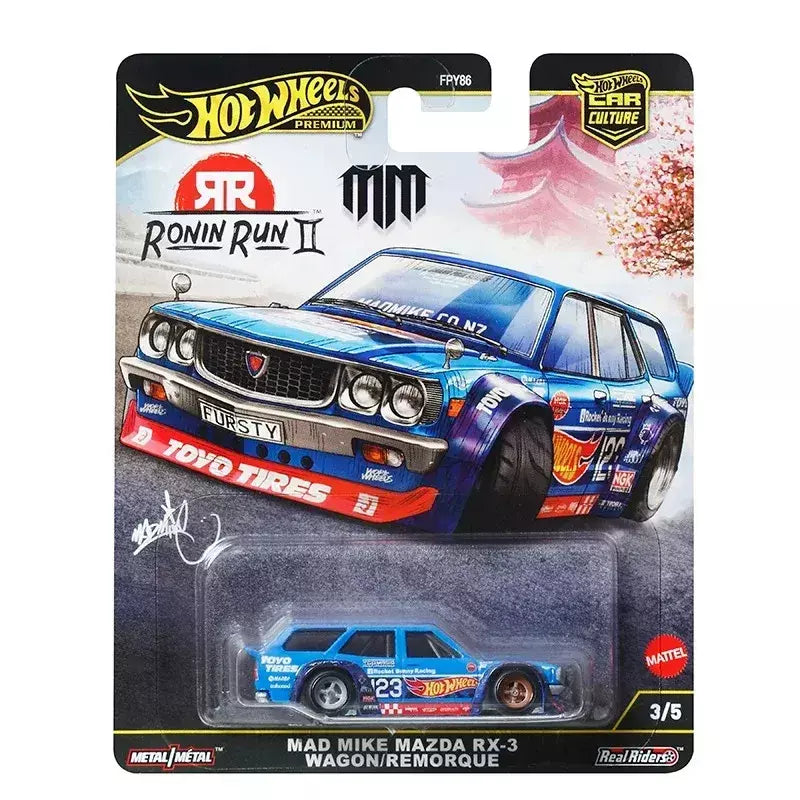 Hot Wheels Premium 2025 FPY86 Ronin Run 2, cultura de carro com etiqueta dourada, modelos fundidos em escala 1:64, brinquedos colecionáveis, presente para crianças