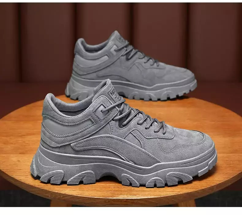 Sapatos de sola grossa masculina, botas de deserto, táticas calorosas, strappy nu, moda ao ar livre, novo, inverno, 2023