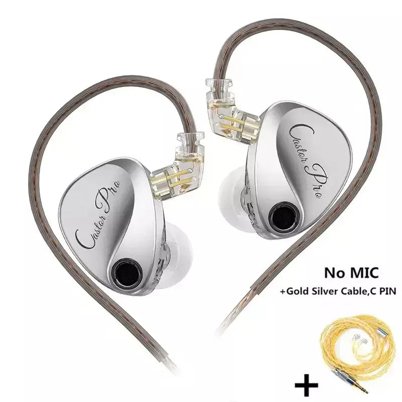 KZ Castor PRO Fone de ouvido intra-auricular HiFi Bass Dinâmico Fones de ouvido sintonizáveis de última geração Harman Target com fones de ouvido de graves aprimorados