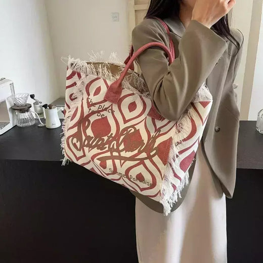 Sacola de carta de grande capacidade feminina, bolsa de ombro casual, carta simples, estilo novo, 2020