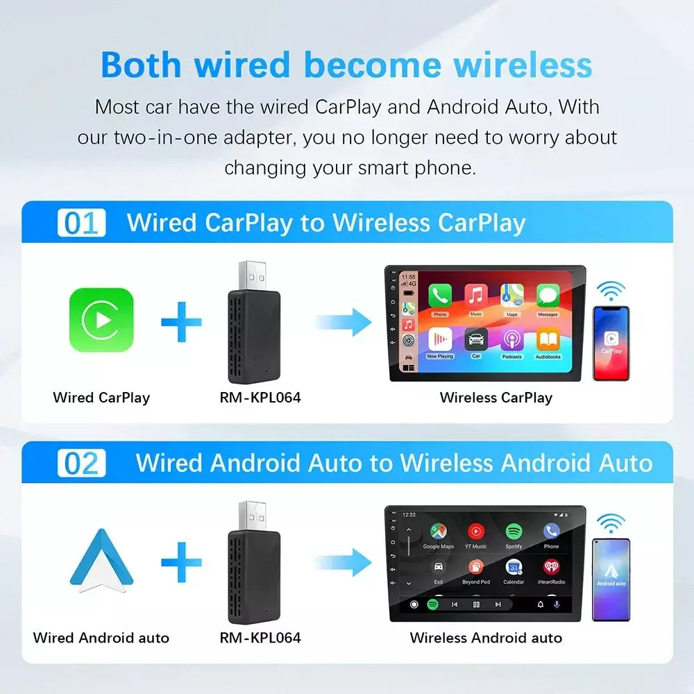 Carplay android auto adaptador sem fio para toyota mazda nissan camry suzuki subaru citroen audi mercedes kia ford opel spotify bt