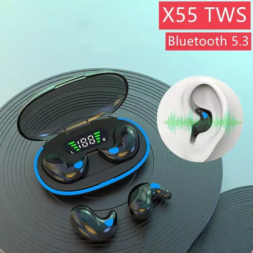 X55 Mini Fones De Ouvido Sem Fio, Fones De Ouvido Bluetooth, Redução De Ruído, Jogo De Esporte, Fones De Ouvido Bluetooth Do Sono, HIFI, Fone De Ouvido Estéreo De Música