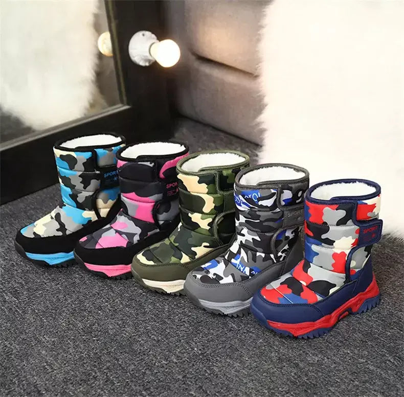 2023 inverno crianças sapatos de pelúcia tecido impermeável antiderrapante sapatos da menina sola de borracha botas de neve moda quente botas ao ar livre